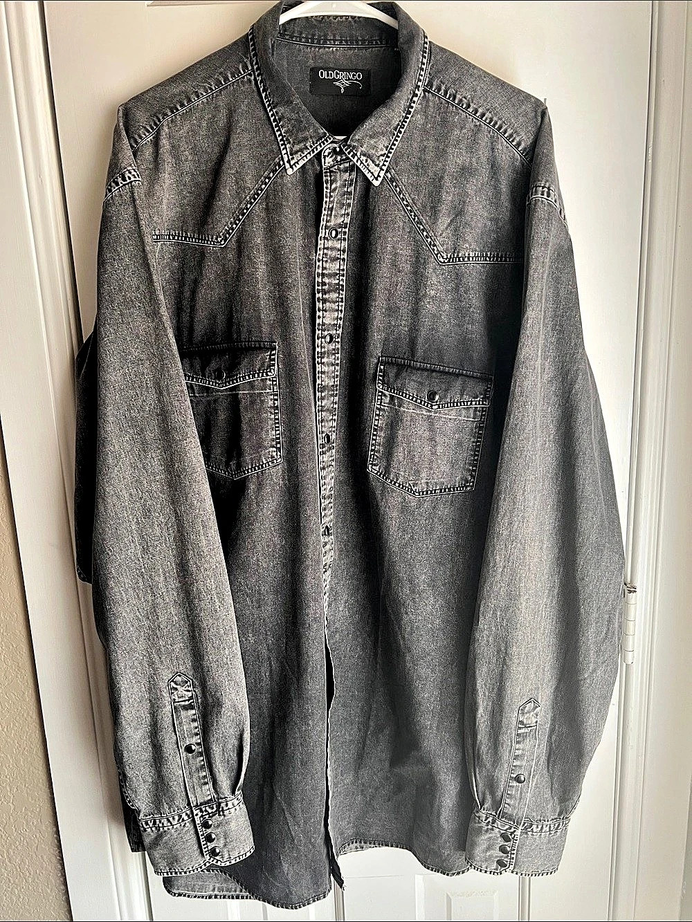 Old Gringo Men's Shirt Stone Wash Gray Western Shirt XXL
